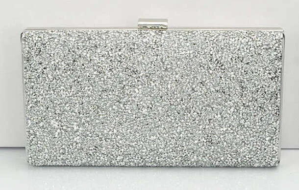 Women Crystal Diamond Sequin Clutch Bag With Chains Black/Gold Silver