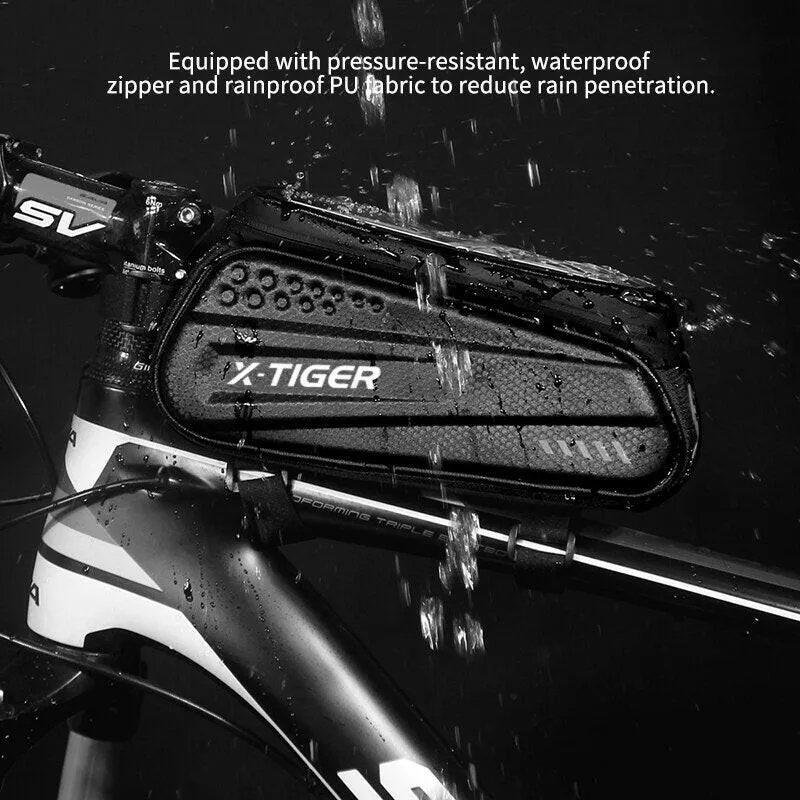 X-TIGER Bicycle Bag Waterproof Touch Screen Cycling Bag Top Front Tube Frame MTB Road Bike Bag 6.5 Phone Case Bike Accessories