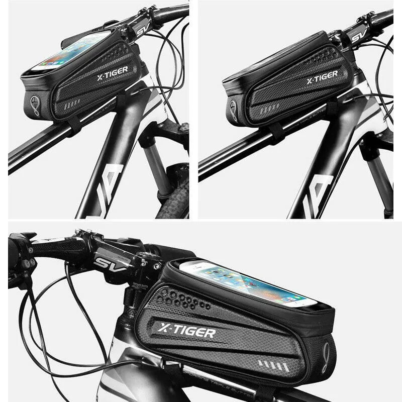 X-TIGER Bicycle Bag Waterproof Touch Screen Cycling Bag Top Front Tube Frame MTB Road Bike Bag 6.5 Phone Case Bike Accessories