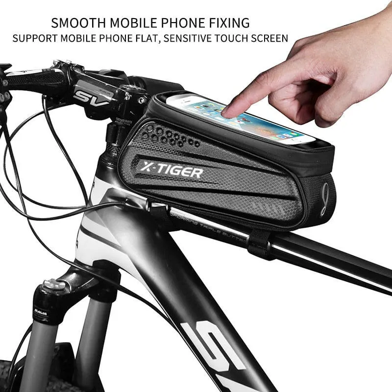 X-TIGER Bicycle Bag Waterproof Touch Screen Cycling Bag Top Front Tube Frame MTB Road Bike Bag 6.5 Phone Case Bike Accessories